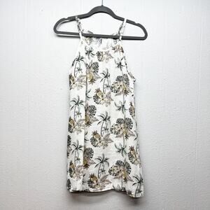 Lungo L'arno Floral Linen Mini Tank Dress Women Small Dainty Boho Beach Festival